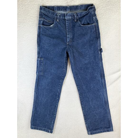 Vintage Bulwark FR Carpenter Jeans Mens 34x32 Blue ARC Hammer Loop Side Pocket - Picture 1 of 16
